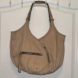 (Royna) orYANY Demi Beige Pebbled Leather Hobo Bag